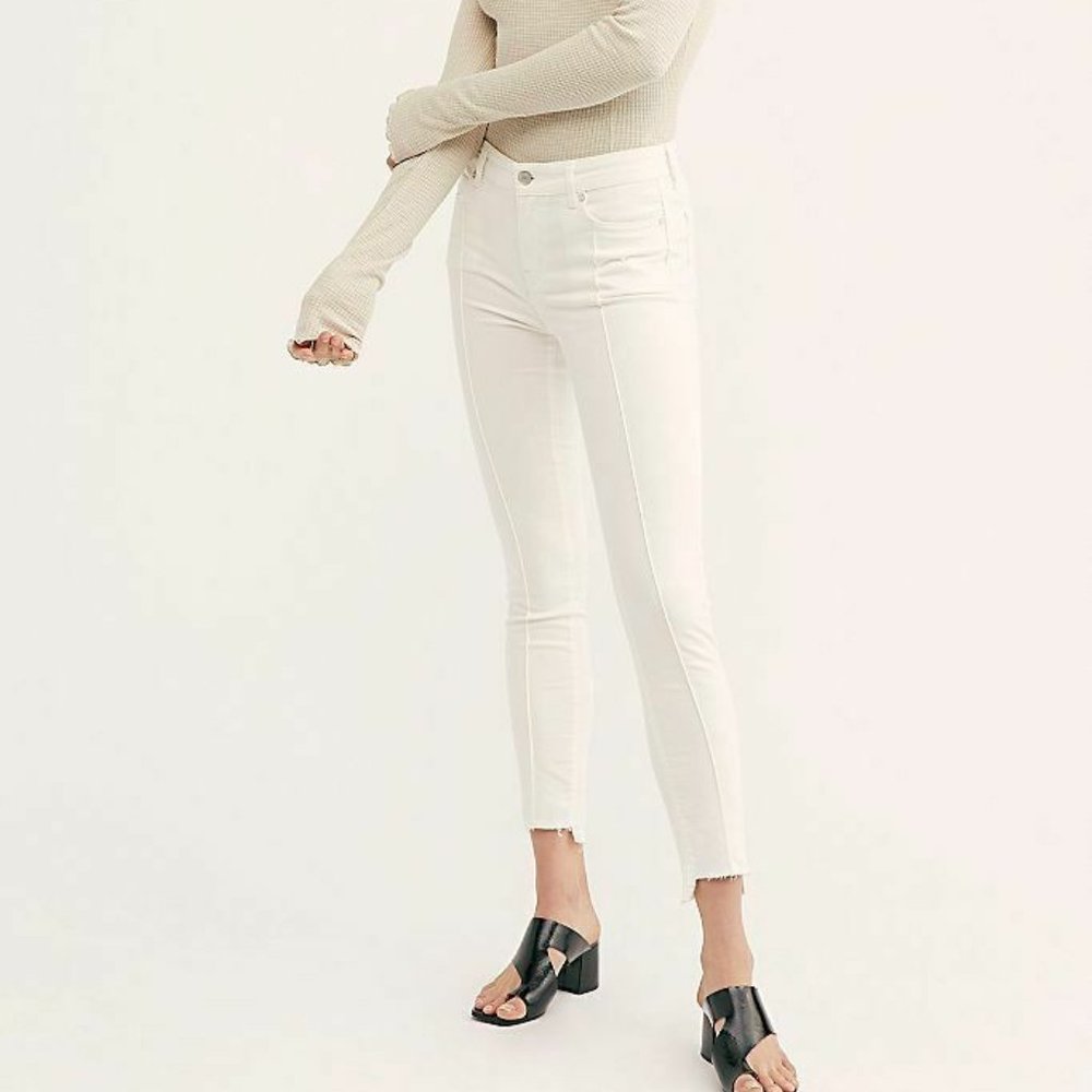 Free People Raw-Hem Skinny Jeans - White